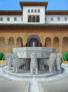 The Lions Court (akryl na lnie)